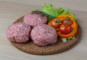 Raw burger cutlet