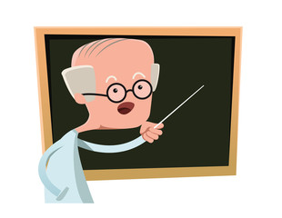 Old man teaching at class vector illustration cartoon character
