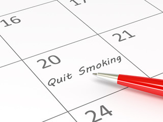 Quit smoking words  on a calendar