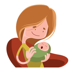 Mother holding her baby vector illustration cartoon character