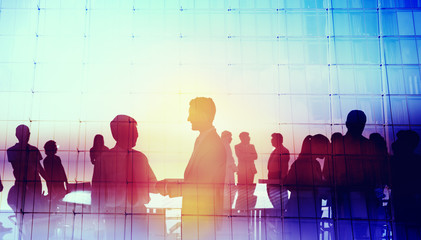 Silhouette Global Business People Meeting Concept