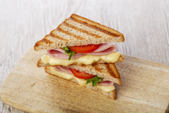 toast sandwich grilled ham with cheese and tomatoes