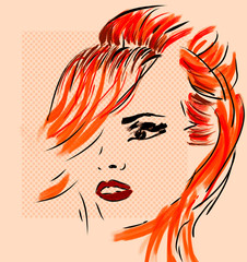 Woman portrait. Illustration of a beautiful girl face