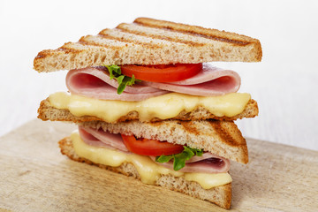 toast sandwich grilled ham with cheese and tomatoes