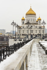 Obraz premium Храм Христа Спасителя, Москва, Россия, зимний вид