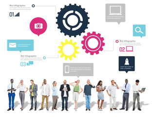Obraz premium Team Teamwork Cog Functionality Technology Business Concept