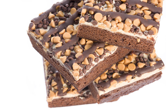 Fresh Peanut Butter Chocolate Brownie Stack