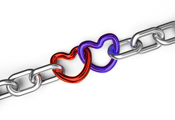 hearts connected chain