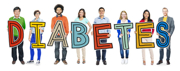Multi-Ethnic Group People Holding Text Diabetes Concepts