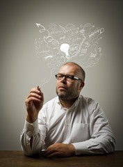 Creator. Man in white and ideas.