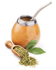 scoop with dry mate tea and calabash - 77259150