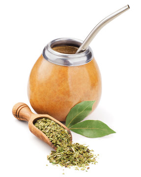 scoop with dry mate tea and calabash