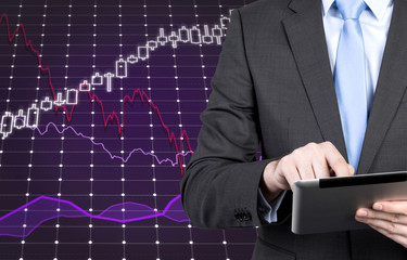 businessman touching tablet