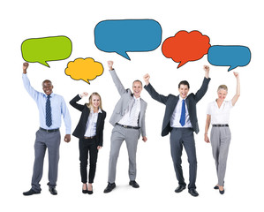 Business People Holding Colourful Speech Bubbles Concept