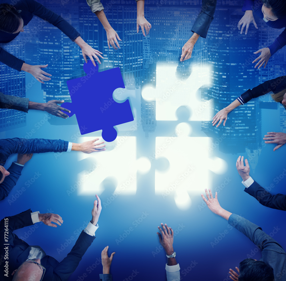 Poster Jigsaw Puzzle Support Team Cooperation Togetherness Concept - Posters