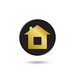Simple gold on black house icon, logo