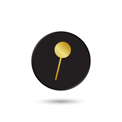 Simple gold on black pushpin icon, logo