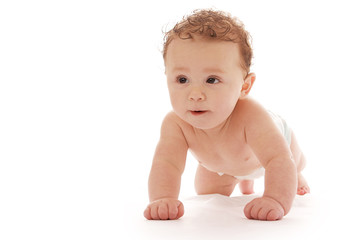 Infant baby on white background