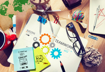 Teamwork Group Gear Partnership Cooperation Concept