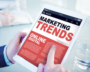 Businessman Searching Marketing Trends Online Digital Concept