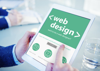 Businessman Web Design Digital Devices Searching Concept