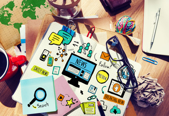 News Breaking News Daily News Follow Media Searching Concept