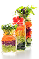 fresh colorful salad in the jar