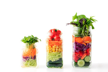 fresh colorful salad in the jar