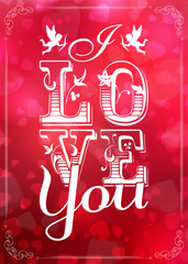 Fototapeta premium Valentine's Day card with lettering and cupids.