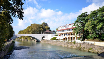 Cityscape of Sochi and river Sochi