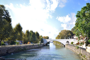 Fototapeta premium Cityscape of Sochi and river Sochi