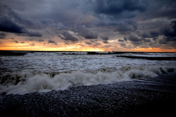 Storm on the beach in the Sochi, Russia