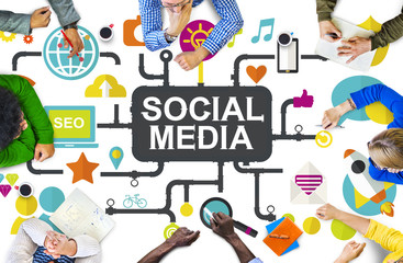 Obraz premium Social Media Social Networking Connection Global Concept