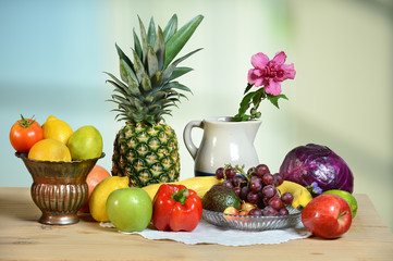 Produce on Wooden Table