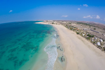  Aerial view on sand dunes in Chaves beach Praia de Chaves in Bo