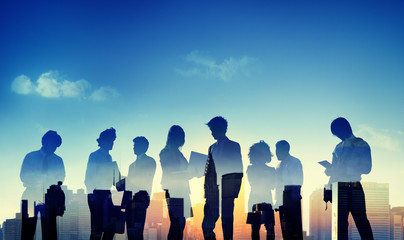 Back Lit Business People Discussion Communication Concept