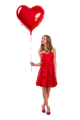 Attractive Valentine's Day girl with balloon