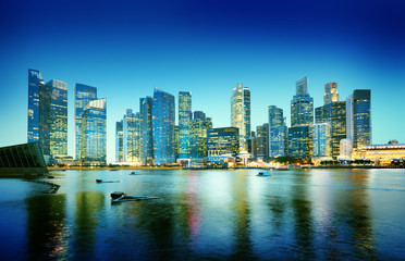 Obraz na płótnie Canvas Cityscape Singapore Panoramic Night Concept
