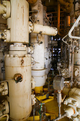 Rigs offshore Oil refinery. Well head station on the platform.