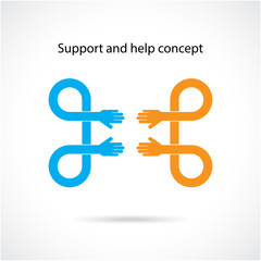 Support and help concept, teamwork hands concept, handshake conc