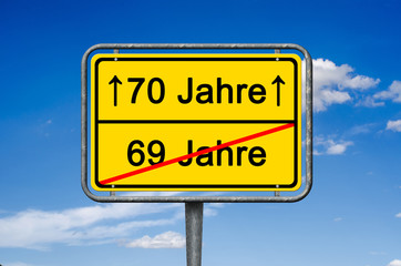 Geburtstag, 69-70 Jahre, Ortsschild