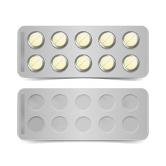 Vector Pack of Yellow Pills Isolated on White