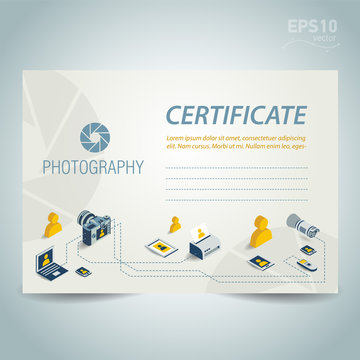 photography certificate template design vector photo camera