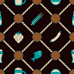 seamless background with symbols of consumption of beer