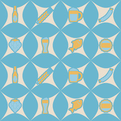 seamless background with symbols of consumption of beer