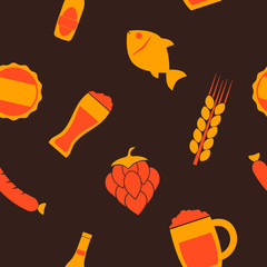 seamless background with symbols of consumption of beer