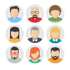 Vector Flat Avatar Character Icons Set 1