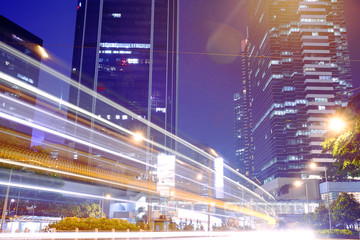 Fototapeta na wymiar traffic light trails at modern city street,hongkong.