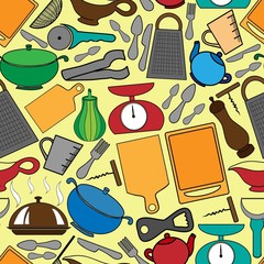 Seamless pattern with kitchen utensils