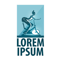 fitness vector logo design template. exercise bike or sports